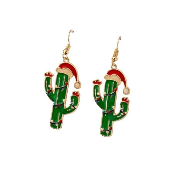 Christmas Cactus 🌵 Dangle Earrings - Picture 5 of 7